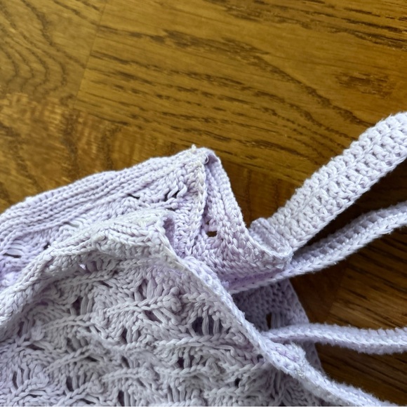 For Love & Lemons SET Charlotte Mini Skirt Crop Bra Top Purple Lavender Knit - Picture 5 of 13